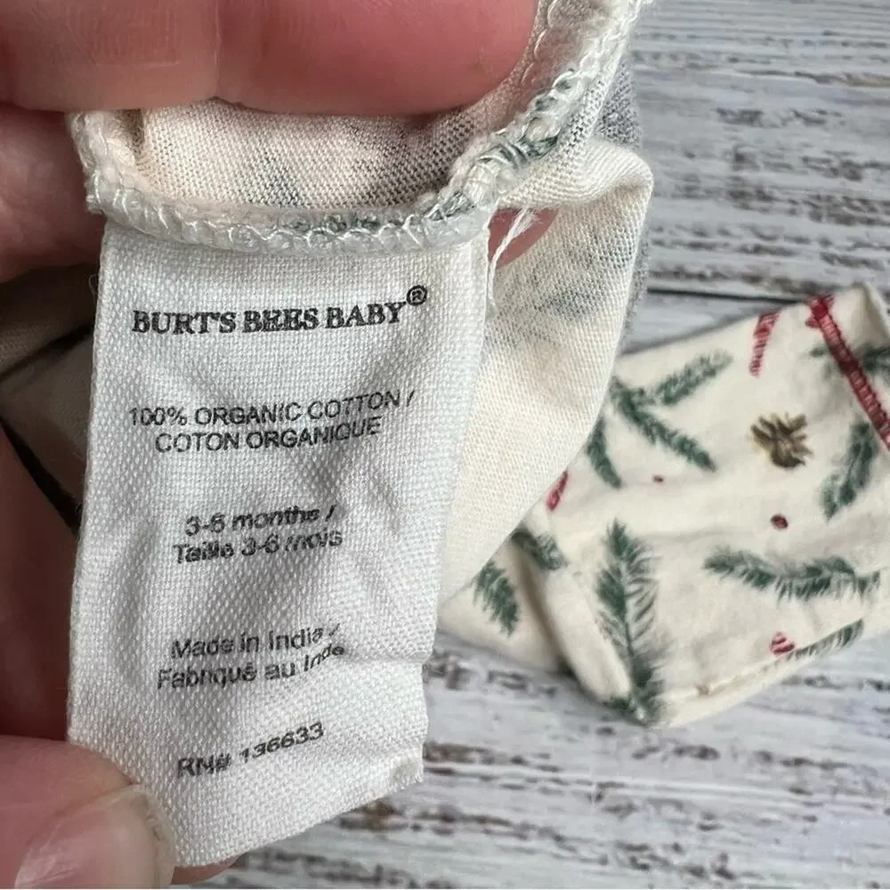Burts Bees‎ 3-6 Months Christmas Candy Cane Bodysuit Pants Set Organic Cotton